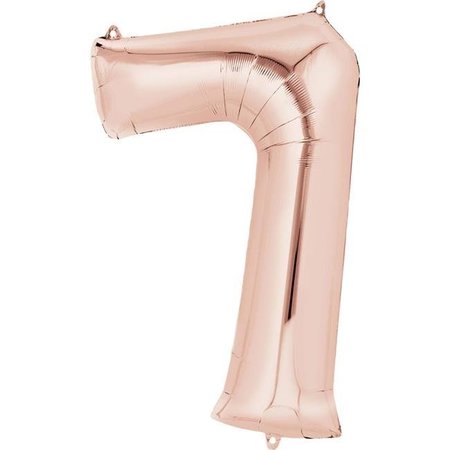 ANAGRAM Anagram 87803 35 in. Rose Gold Number 7 Super Shape Foil Balloon 87803